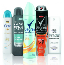 Dove & Degree Spray Deodorants