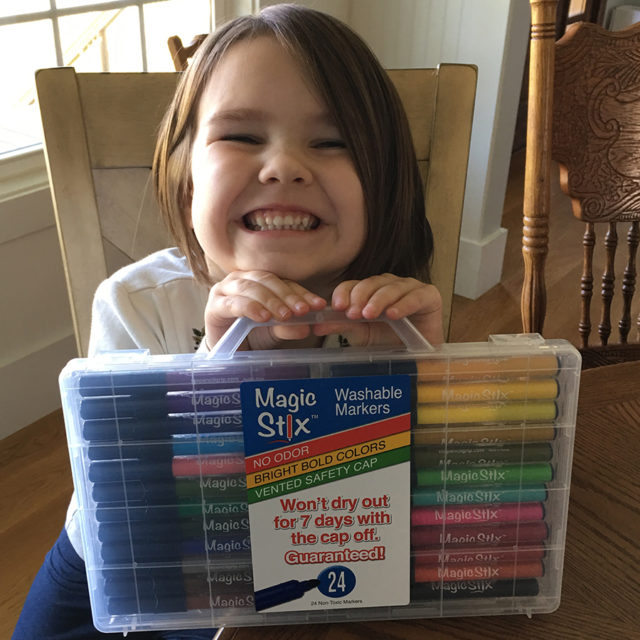 Magic Tri Stix 12 Color Washable Markers - Lasts 7 Days with Cap Off