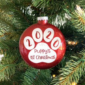 Custom Puppy's First Christmas Ornament (Two-sided)
