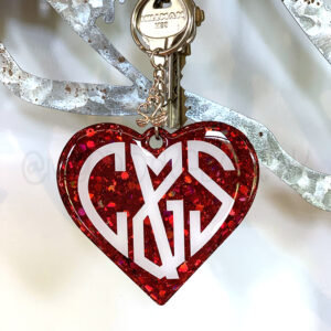 Custom Couple Initials Heart Keychain