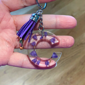 Custom Purple Flowers Letter Initial Key Chain